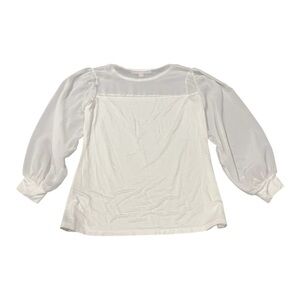 Catherine Malandrino White‎ Sheer Sleeve Blouse XS